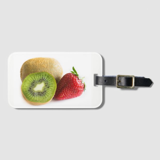 Erdbeere und Kiwi Gepäckanhänger (Vorderseite (Horizontal))