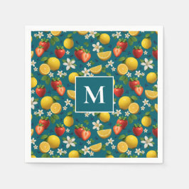 Erdbeere und Lemon Blossom Design auf blau Serviette