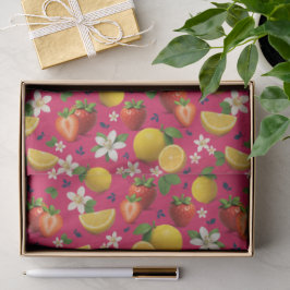 Erdbeere und Lemon Blossom Muster Seidenpapier