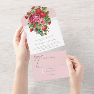Erdbeere und Peonies-Engagement-Partei UAwg All In One Einladung