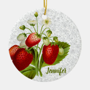 Erdbeere und Spitze Keramik Ornament