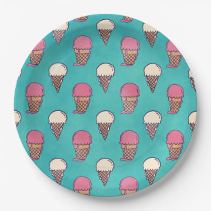 Erdbeere und Vanilla Ice Pappteller