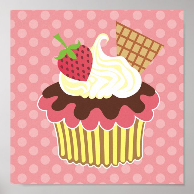 Erdbeere und weich gepanzerte Creme Canvas Print Poster (Vorne)