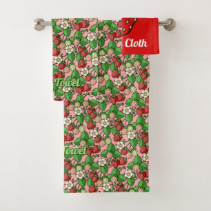 Erdbeere Vine Pattern Badetuch Set