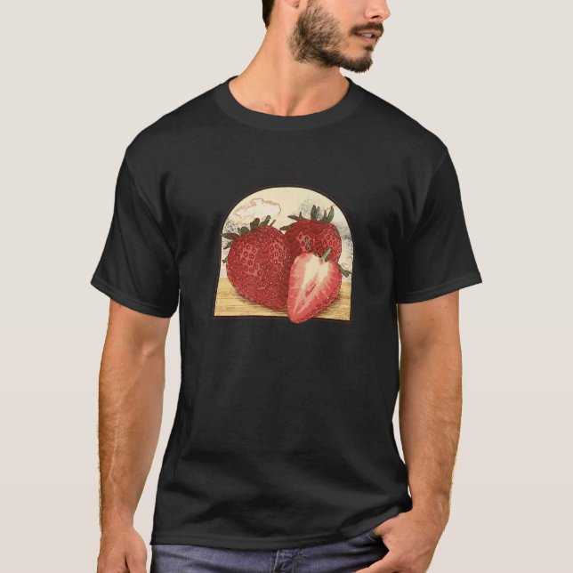 Erdbeere Vintag Früchte Erdbeeren Lebensmittelvers T-Shirt (Vorderseite)