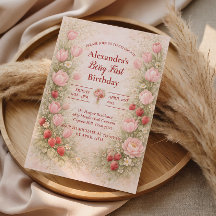 Erdbeere Vintage-Blumen-Thema 1. Geburtstag