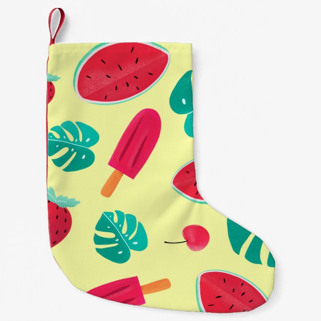 Erdbeere von Wassermelonen Blätter Kleiner Weihnachtsstrumpf (Vorderseite)