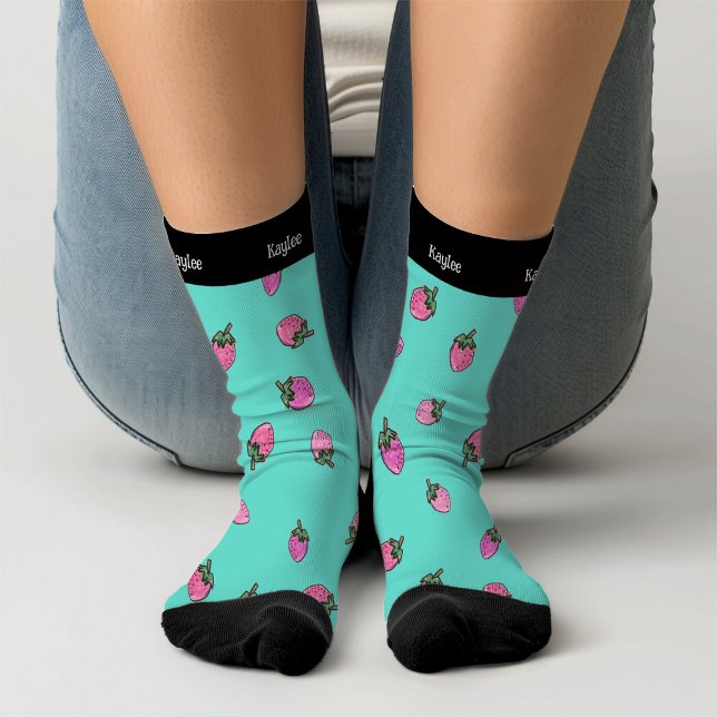 Erdbeere Wasserfarbe Niedlich Frühlingsname Socken (Von Creator hochgeladen)
