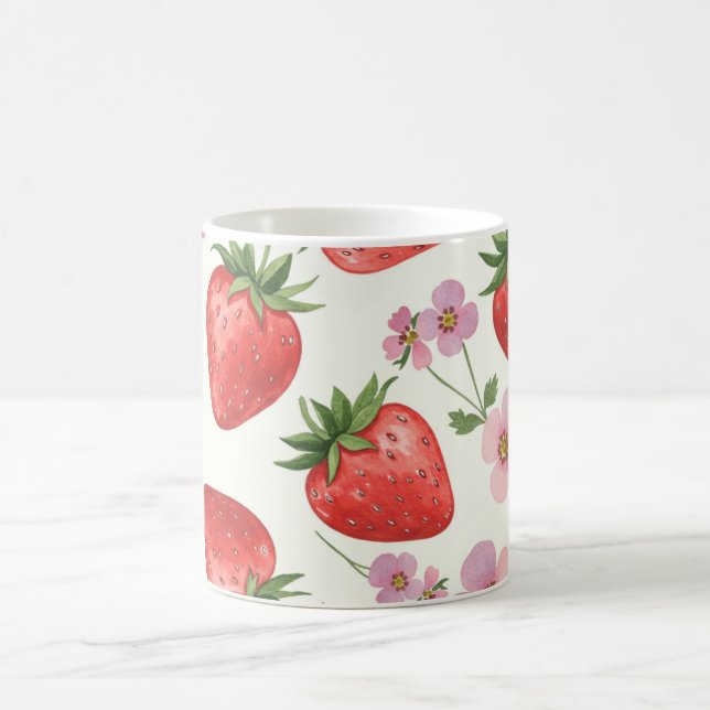Erdbeere Wasserfarbe Tasse (Mittel)