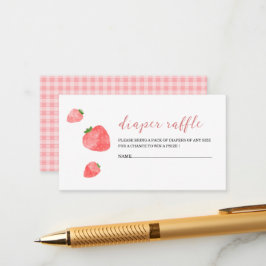 Erdbeere Wasserfarben Babydusche-Windeln-Gewinnspi Begleitkarte