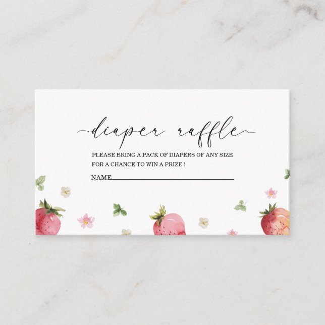 Erdbeere Wasserfarben Babydusche-Windeln-Gewinnspi Begleitkarte (Vorderseite)
