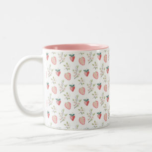 Erdbeere Wasserfarben-Muster Zweifarbige Tasse