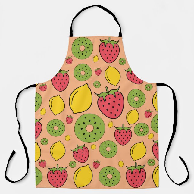Erdbeere, Zitrone und Kiwi-Früchte Tapete Hintergr Schürze (Vorderseite)