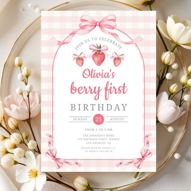 Erdbeere Zwei Süße Mädchen 2. Geburtstag Einladung (Strawberry Two Sweet Girl 2nd Birthday Invitation)