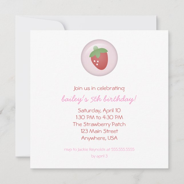 Erdbeereinladung Einladung (Vorderseite)