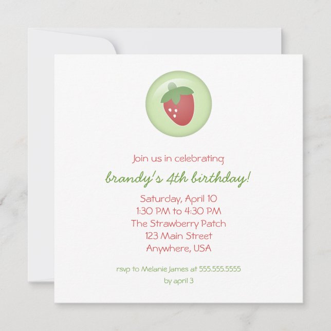 Erdbeereinladung Einladung (Vorderseite)