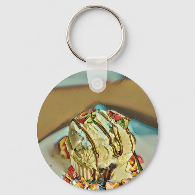 Erdbeereiskuchen Schlüsselanhänger (Vorderseite)