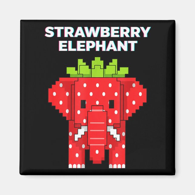 Erdbeerelefant Pixel-Art süßes Dschungeltier Magnet (Vorne)