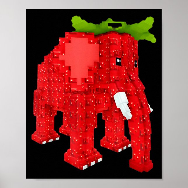 Erdbeerelefant  poster (Vorne)