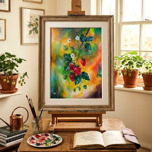 Erdbeeren an einer Sommerrebe von Alfred Fox Poster