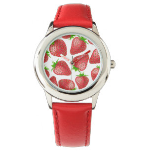 Erdbeeren-Aquarellmuster Armbanduhr