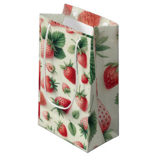 Erdbeeren auf Creme-Wasserfarbbeeren Kleine Geschenktüte