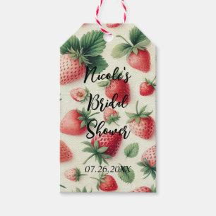 Erdbeeren auf Creme-Wasserfarbe-Beeren Geschenkanhänger