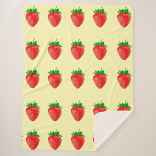 Erdbeeren auf dem Gelben Sherpa-Blanket Sherpadecke