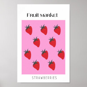 Erdbeeren auf dem Obstmarkt Poster