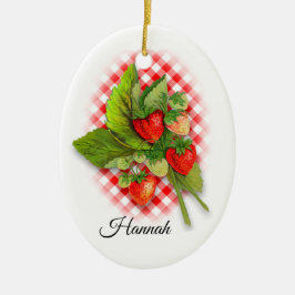 Erdbeeren auf Gingham: "Ich Liebe, dass du viel be Keramik Ornament