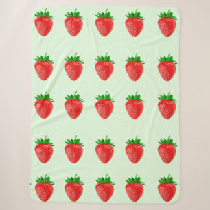 Erdbeeren auf grünem Sherpa-Blanket Sherpadecke