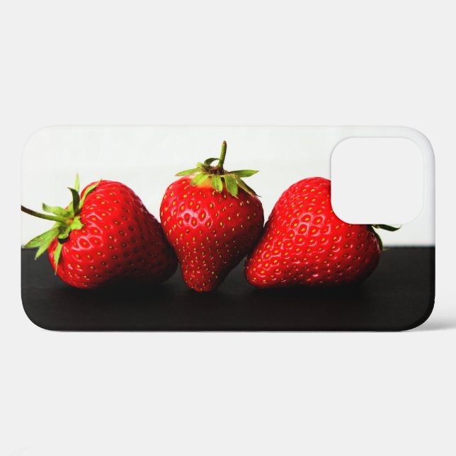 Erdbeeren auf Weiß über Schwarz Case-Mate iPhone Hülle (Rückseite (Horizontal))
