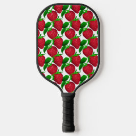 Erdbeeren auf weißem Grundmuster Pickleball Schläger