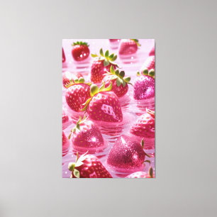Erdbeeren aus Glitzer Stretched Canvas Print Leinwanddruck