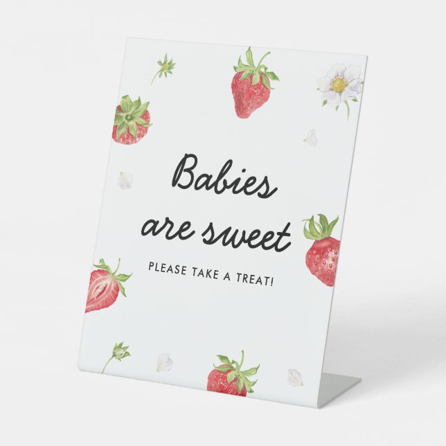 Erdbeeren Baby Dusche Babys sind süße Leckerei Sockelschild (Vorderseite)
