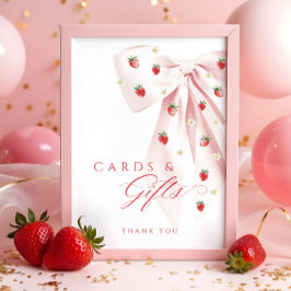 Erdbeeren Baby Duschkarten & Geschenktische Tafels Poster