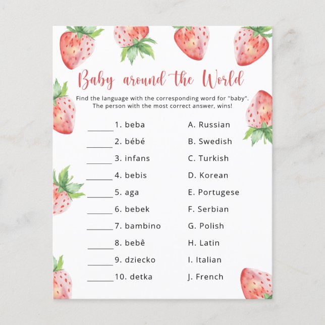 Erdbeeren - Baby rund um das Weltspiel (Vorderseite)