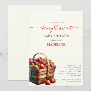 Erdbeeren Babydusche Einladung