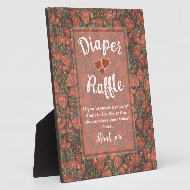 Erdbeeren Babydusche Windelwindeln Raffelzeichen Fotoplatte (Seite)