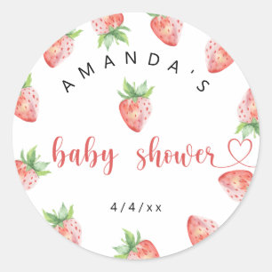 Erdbeeren - Babyparty Runder Aufkleber
