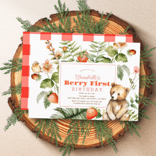 Erdbeeren & Bären Berry Erster Geburtstag Einladung