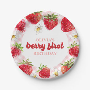 Erdbeeren-Beeren-Erstes-Geburtstag Pappteller