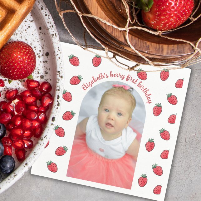 Erdbeeren Berry First Birthday Foto Arc Serviette (Von Creator hochgeladen)