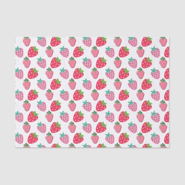Erdbeeren Berry Pattern - Rosa | Rot Seidenpapier (Vorderseite)