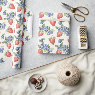 Erdbeeren Blaubeeren Obst Geschenkpapier