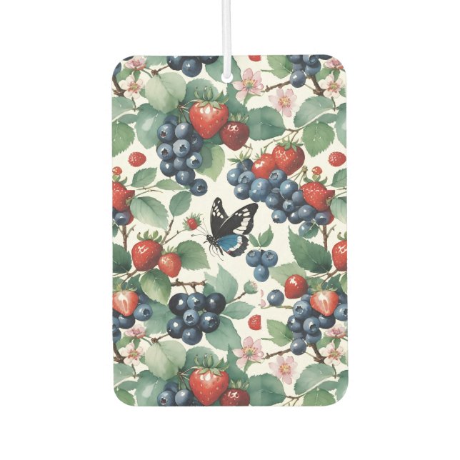 Erdbeeren Blaubeeren und Schmetterlinge Autolufterfrischer (Vorderseite)
