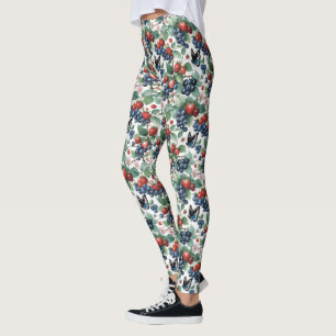 Erdbeeren Blaubeeren und Schmetterlinge Leggings