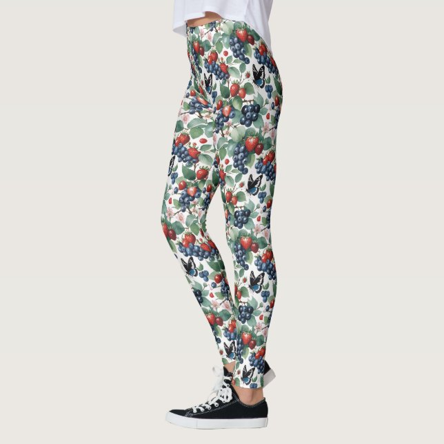 Erdbeeren Blaubeeren und Schmetterlinge Leggings (Links)