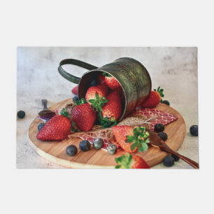 Erdbeeren Bluebeeren Früchte und Süßigkeiten Fußmatte