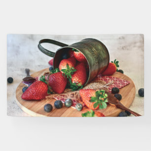 Erdbeeren Blueberries Obst und Süßigkeiten Banner